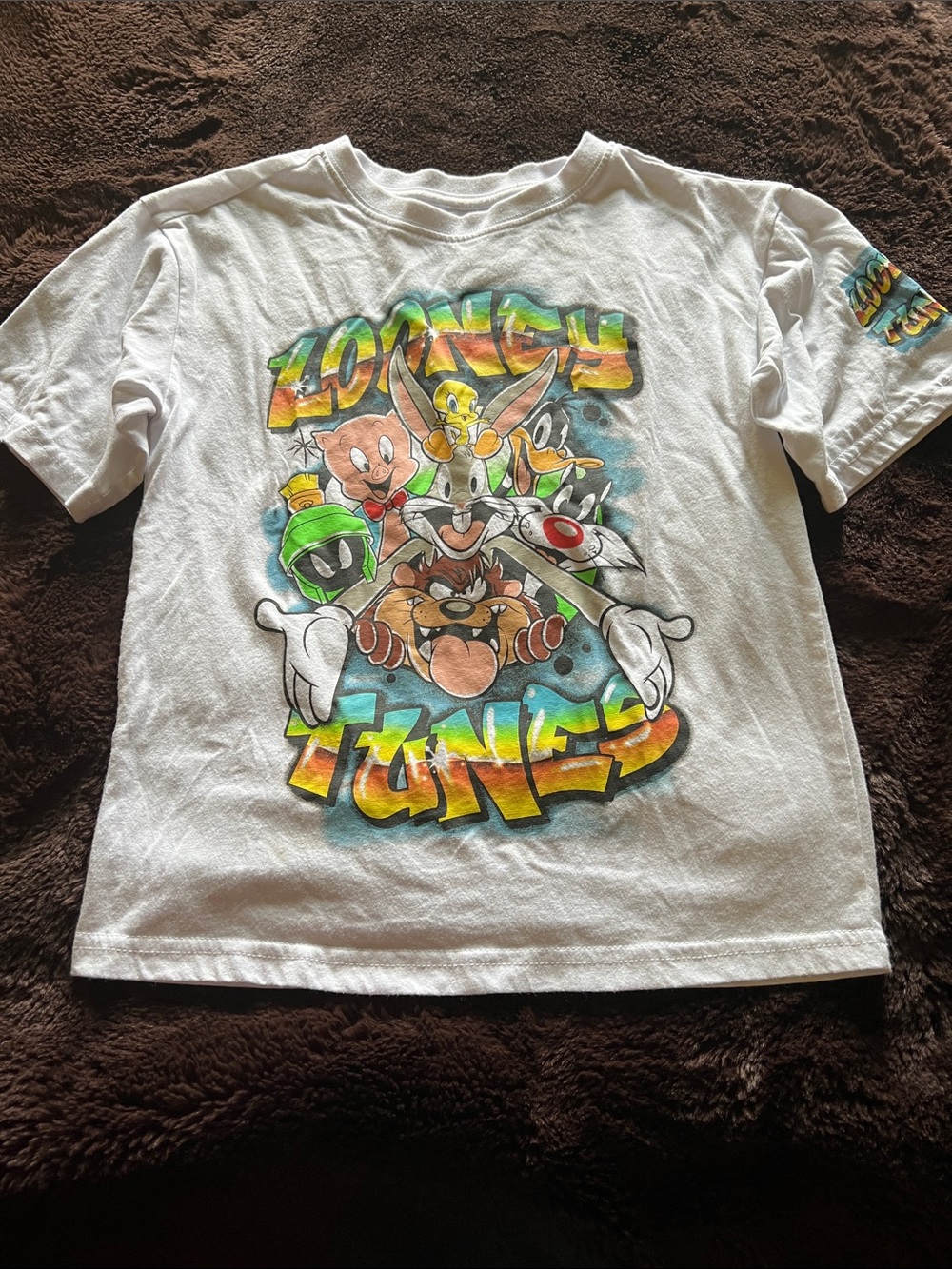 Warner Bros. White Looney Tunes Multicolor Graffiti Tee